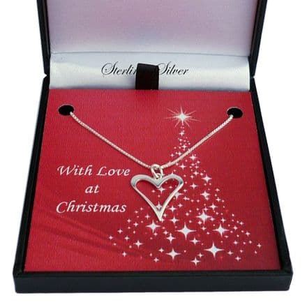 Sterling Silver Necklace for Christmas with Silver Heart Pendant