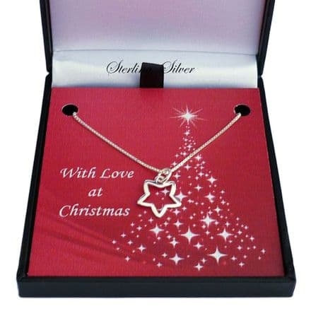 Sterling Silver Necklace for Christmas with Star Pendant