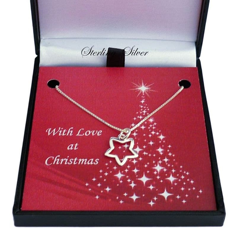 Sterling Silver Necklace for Christmas with Star Pendant | Jewels 4 Girls