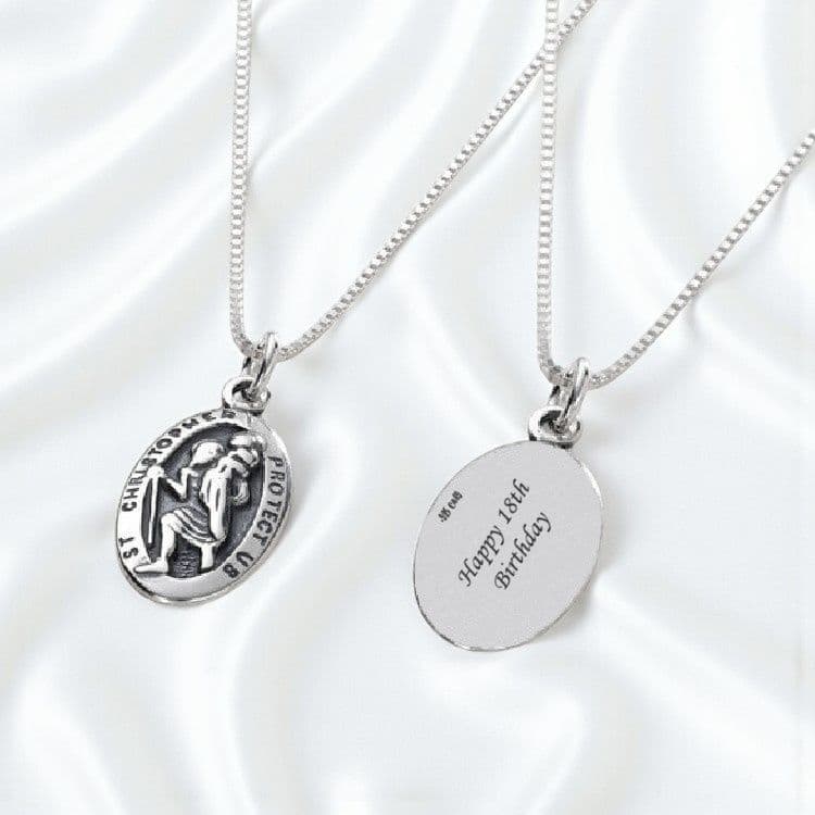 N+A Personalized Saint Christopher Necklace for Men Women