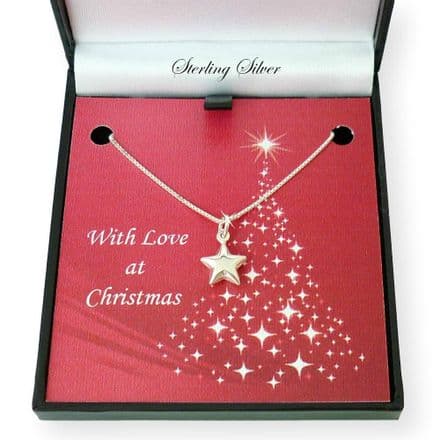 Sterling Silver Star Necklace in Christmas Box