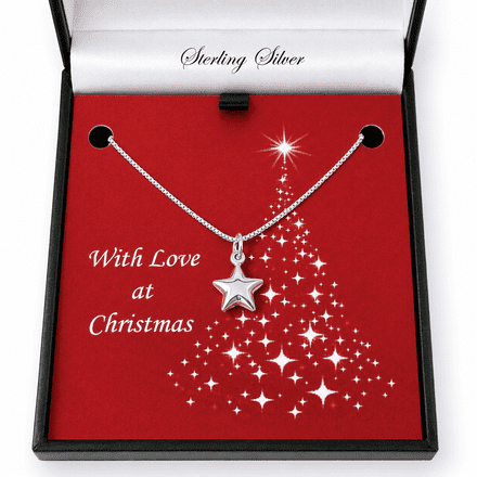 Sterling Silver Star Necklace in Christmas Box