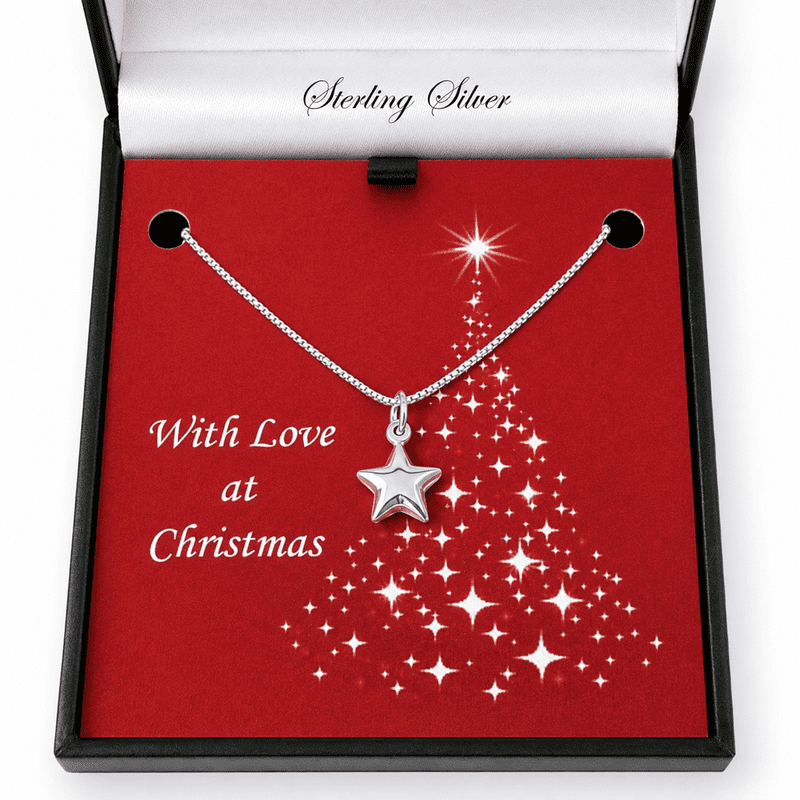 Sterling Silver Star Necklace in Christmas Box | Jewels 4 Girls