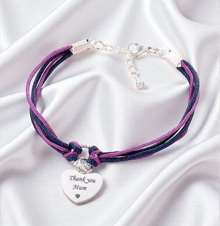 Two Colour Bracelet, Engraved Heart Charm