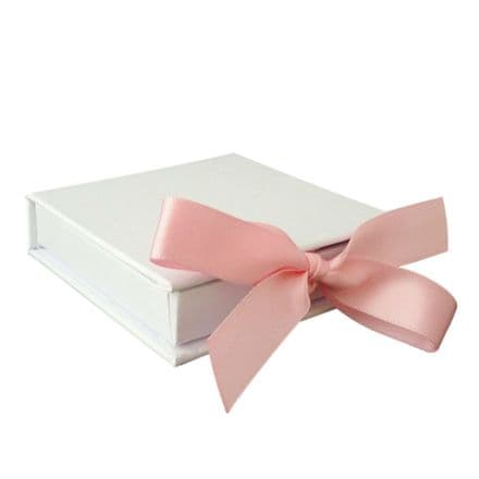 White Card Gift Box with Pink Tied Bow.