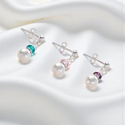 White Pearl Birthstone Earrings