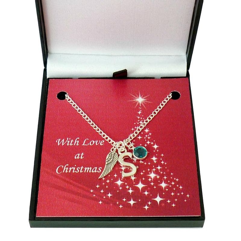 Wing, Birthstone and Letter Necklace for Christmas| Jewels 4 Girls