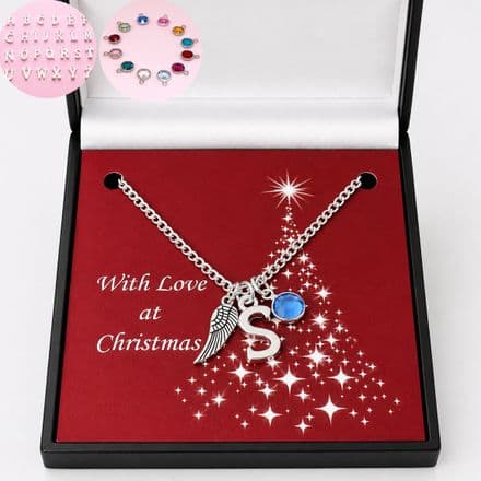 Wing, Birthstone and Letter Necklace for Christmas