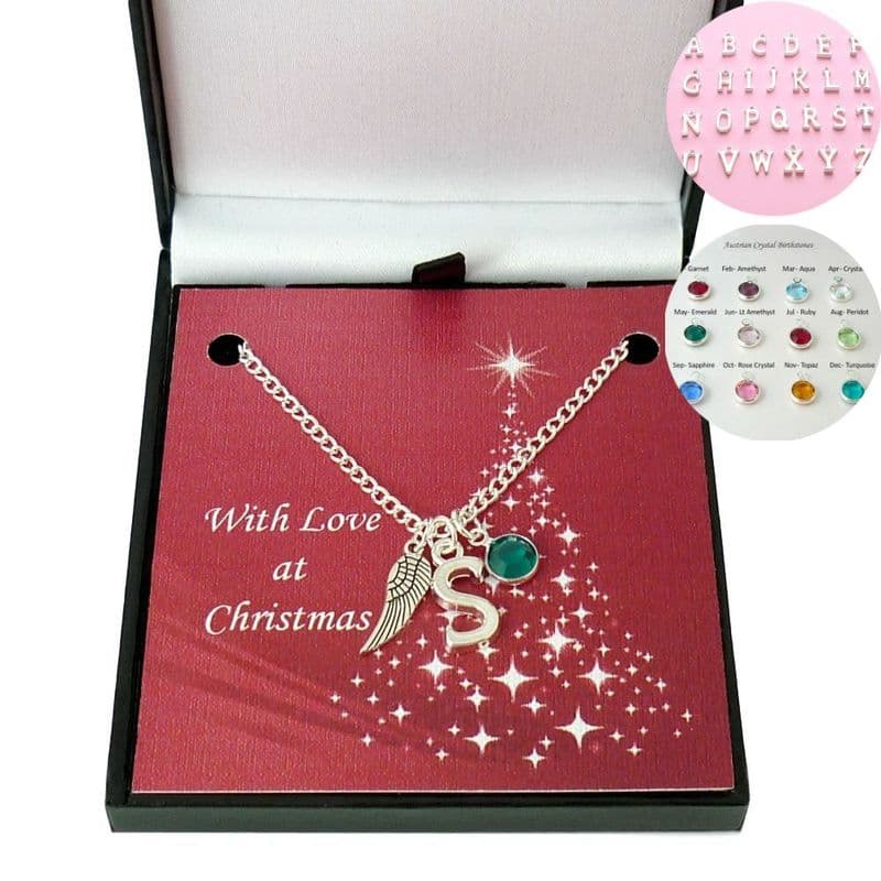 Wing, Birthstone and Letter Necklace for Christmas| Jewels 4 Girls