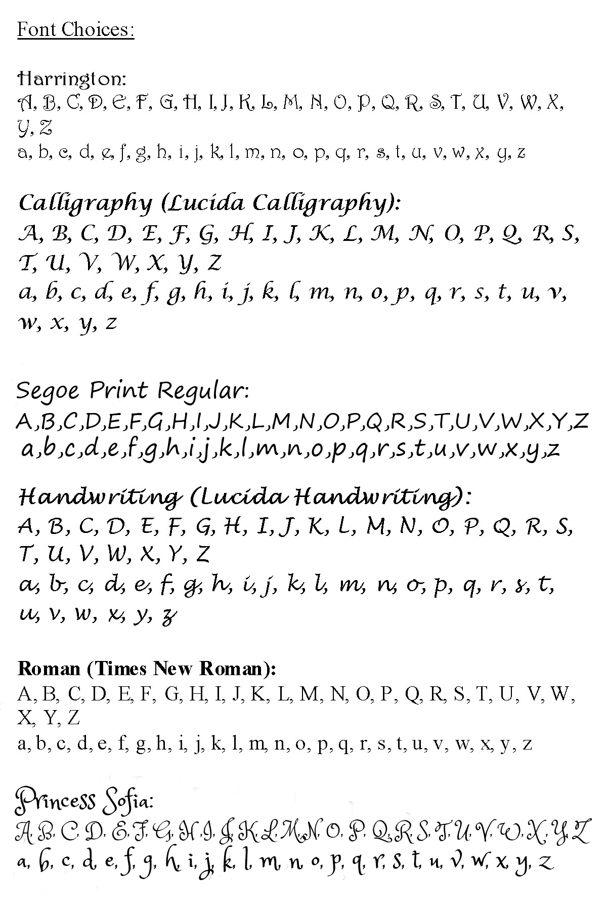 Engraving fonts