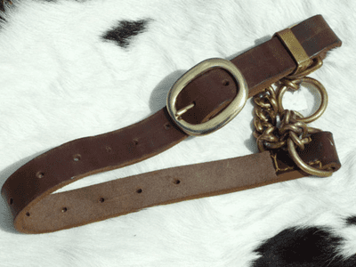 Adjustable English Leather Half-Check Dog Collar (Large Breeds)