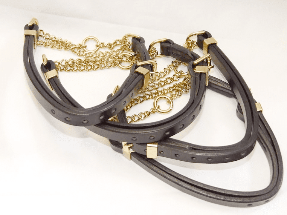 Adjustable Flat Leather HalfCheck Dog Collar