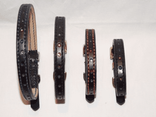 BLACK Bridle Leather Collar - 1/2