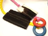 BUNGEE COW HIDE TREAT BAG WITH TOY