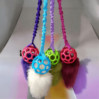 Bungee Hol-ee Roll Ball Medium with  Sheepskin Tail Made By Jewlnick Leather