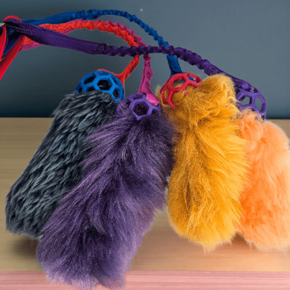 Bungee  Hol-ee Roll Ball Small with  Sheepskin Tail Made By Jewlnick Leather