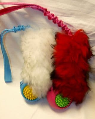 BUNGEE JW GRASS BALL WITH SHEEEP SKIN TUGS Made By Jewlnick Leather