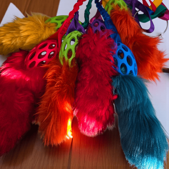 Bungee Large Hol-ee Rugby Ball &  Sheepskin Tail Made By Jewlnick Leather