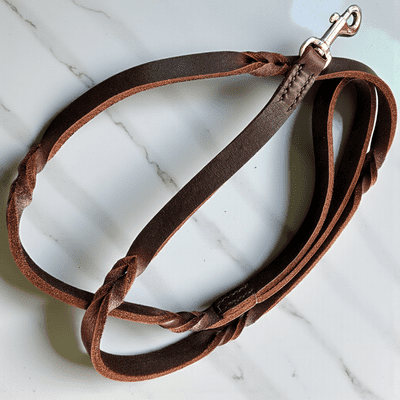 CLAYTON LEATHER PART TWIST DOG LEADS
