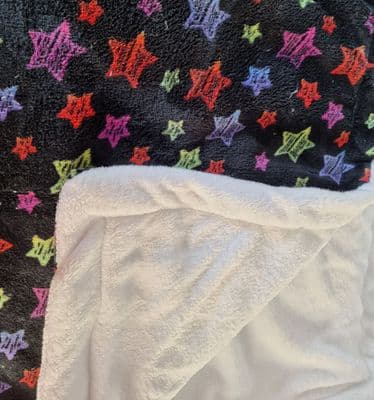 Cuddle fleece super soft black multi colour star dog / cat blanket