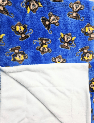 Cuddle fleece super soft cheeky monkey dog/cat blanket ( Blue)