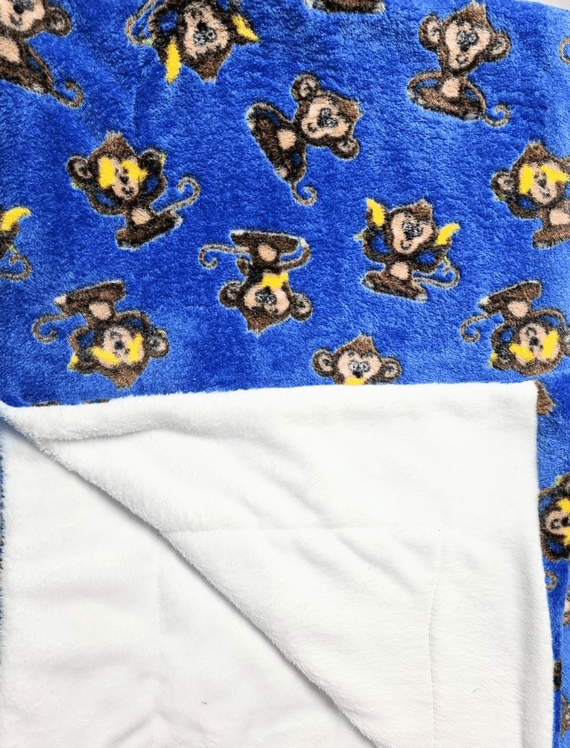 Cuddle fleece super soft cheeky monkey dog/cat blanket ( Blue)