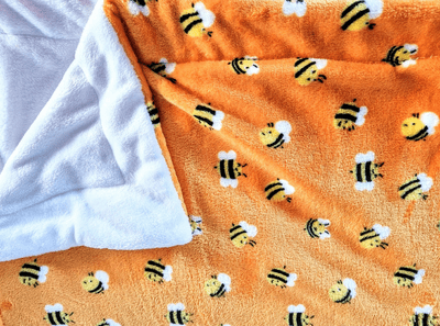 Cuddle fleece super soft Orange Bee  dog/ cat  blanket