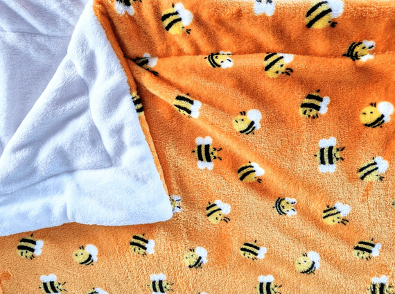 Cuddle fleece super soft Orange Bee  dog/ cat  blanket