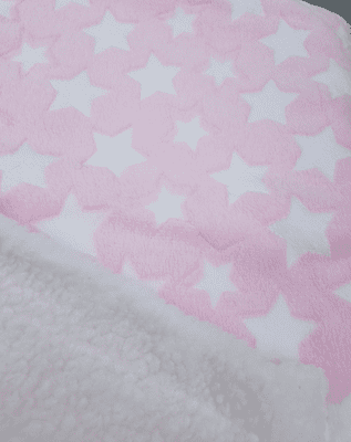 Cuddle fleece super soft PINK  WHITE STARS Dog / Cat blanket