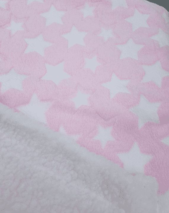 Cuddle fleece super soft PINK  WHITE STARS Dog / Cat blanket