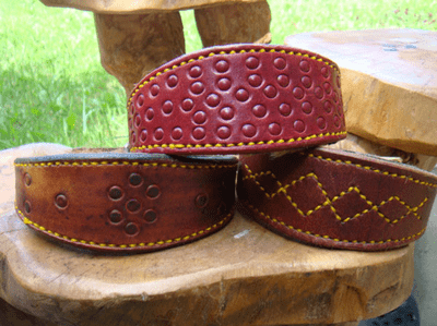 English bridle leather Whippet / Greyhound  stamped collar