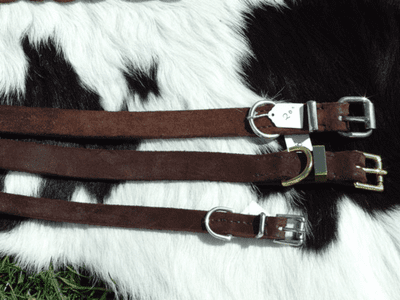 English  Brushed Leather Flat Dog Collar