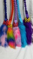 FAUX FUR BUNGEE TUGS +Yellow small hol-ee rugby ball
