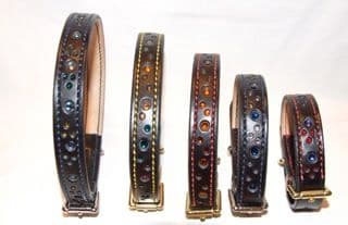 Hand-Made BLACK Bridle Leather Collar - 3/4