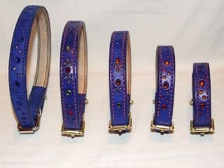 Hand-Made BLUE Bridle Leather Collar - 1