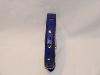 Hand-Made BLUE Bridle Leather Collar - 5/8