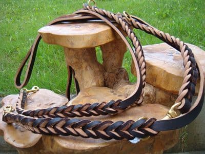 Hand-Made  Claytons  Leather Police (Training) Dog Lead Bleed Knot and Stitched