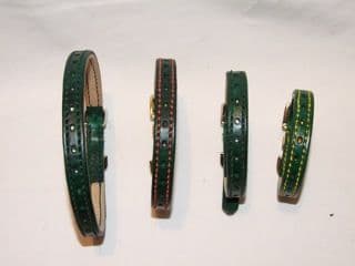 Hand-Made GREEN Bridle Leather Collar - 1/2