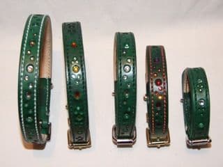 Hand-Made GREEN Bridle Leather Collar - 3/4