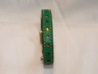 Hand-Made GREEN Bridle Leather Collar - 5/8