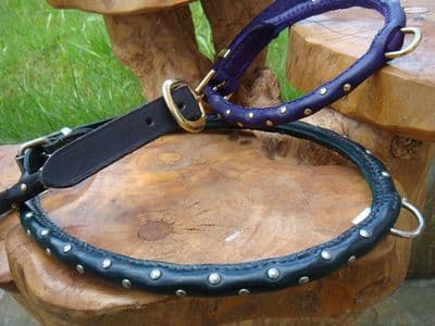 Hand-Made Leather Akita Dog Collar with Studs