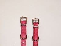 Hand-Made PINK Leather Bridle Collar - 1/2