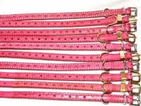 Hand-Made PINK Leather Bridle Collar - 1/2