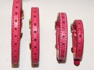 Hand-Made PINK Leather Bridle Collar - 1/2