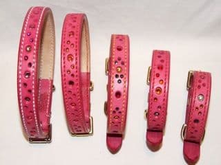 Hand-Made PINK Leather Bridle Collar - 1