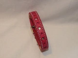 Hand-Made PINK Leather Bridle Collar - 5/8