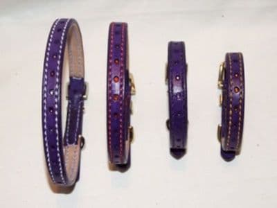 Hand-Made PURPLE Leather Bridle Collar - 1/2