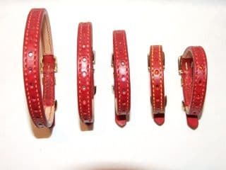 Hand-Made RED Leather Bridle Collar - 1/2