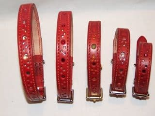 Hand-Made RED Leather Bridle Collar - 3/4