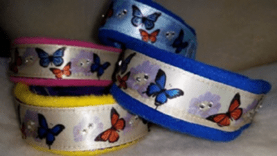 Hand-Made Soft Fleece Martingale Dog Collars with Butterfly Front & TOP-class Crystal